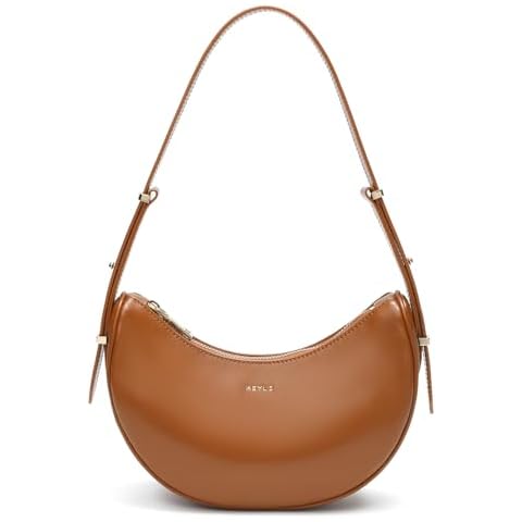 Keyli Small Shoulder Bag for Women Waterproof Leather Crescent Crossbody Bags for Girl Fashionable Casual Hobo Purses Designer polene Bags Soft Cute Shoulder Purse with Adjustable Strap Brown Cover