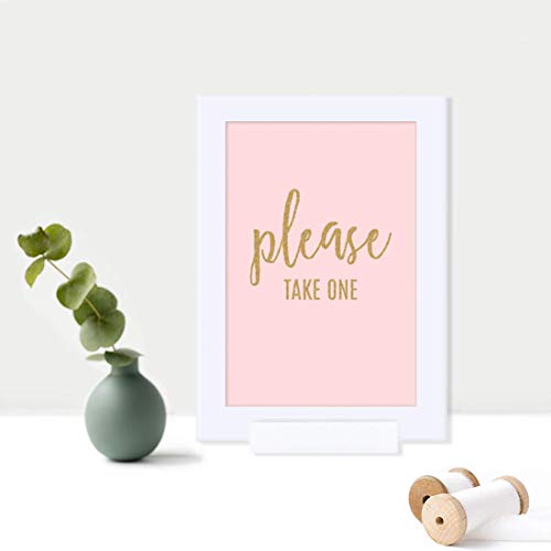 Andaz Press Blush Pink Gold Glitter Print Wedding Collection, Framed Party Signs, Please Take One, 4X6-Inch, 1-Pack, Includes Frame, Programs, Hand Fans Table Signage #TOP1
