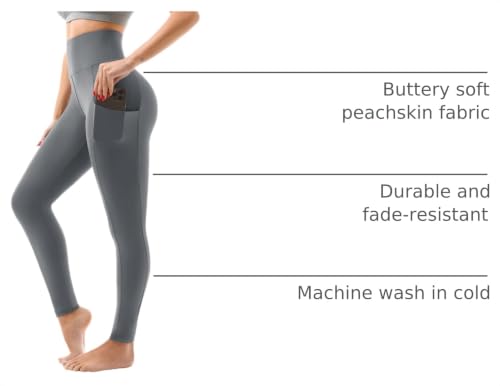 Image of SINOPHANT High Waisted Leggings with Pockets Women, Full Length Capri Buttery Soft Stretchy Yoga Pants