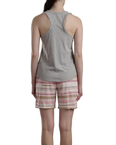 Image of Splendid Women's Tank Top and Shorts 2-Piece Pajama Set, Heather Grey /Watercolor Stripe, X-Large