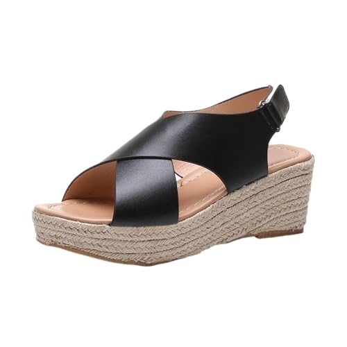 Women Minimalist Wedge Sandals Open Toe Thick Soled Platform Casual Sandals Ankle