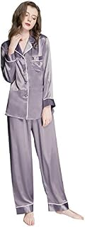 Womens Silk Satin Pajamas Set Gray L