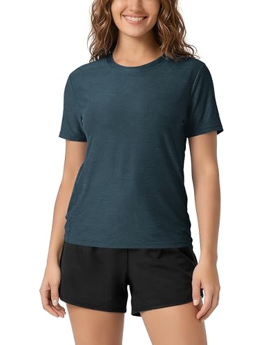 Image of ODODOS Women's Performance Cropped Tee Ultra Soft odSTRATUM Tech Short Sleeve Relaxed Top Crew Neck T-Shirts
