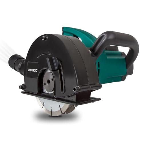 VONROC Scanalatrice da Muro 1700W - 10m - 15 bar | Universale DIN/EURO/ORION - 2 Dischi Taglio, 14-29mm Larghezza, 5-40mm Profondità - Soft Start, Aspirapolvere, Impugnatura Morbida