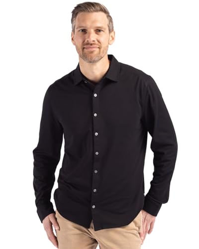 Polo manches longues homme Cutter & Buck anti-plis en piqué