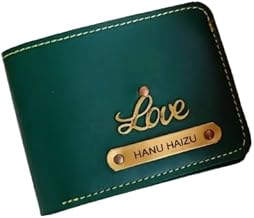 NAVYA ROYAL ART Leather Wallet for Men and Boys Customized Wallet Customised Gifts for Men | Personalized Wallets - Green