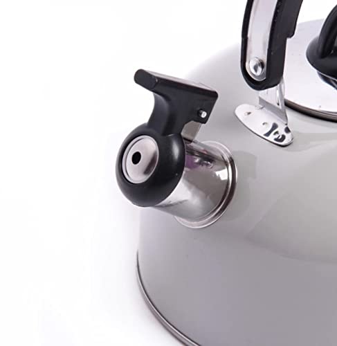 Chaleira Com Apito e Cabo Móvel Soft 2 Litros em Inox (Cinza)