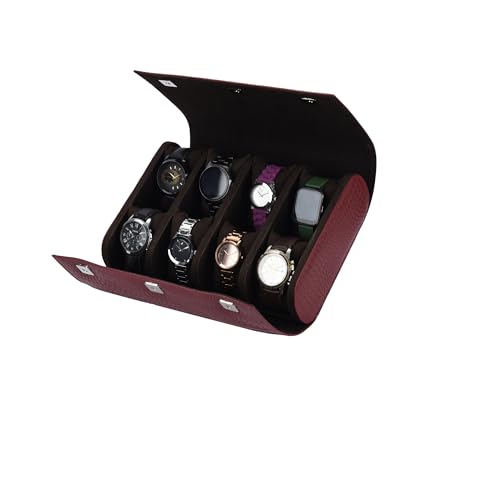 Image of THE CASE PU Leather Premium Smart Watch Case for Men & Women For 8 Slots Watch Roll Organizer with Croco Print