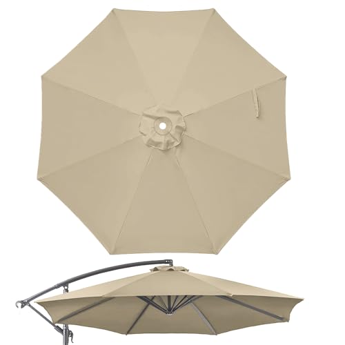 Jorohiker 10ft Patio Umbrella Replacement Canopy for 8 ribs Fits Hanging Offset Cantilever Market Outdoor Patio ShadesCanopy Only (Khaki only fits 10ft 8ribs)