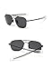 WELUK Retro Polarized Sunglasses Aviator Sun Glasses for Men (As Picture, Black Frame Black Grey Lens)