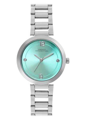 Image of French Connection Women Green Sunray Dial & Stainless Steel Bracelet Style Straps Analogue Watch - FCN01A