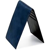 [archasdee] カードケース メンズ 【極薄】 本革 カード入れ 2つ折り 定期券 クレジットカード 薄型 スリム プレゼント (Navy)