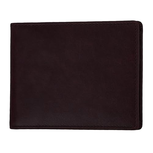 Image of Contacts Genuine Leather Wallet for Men | Slim Bifold Wallet with Magnetic Closure | 4 Card Slots & Cash Compartment | Premium Brown Leather Wallet
