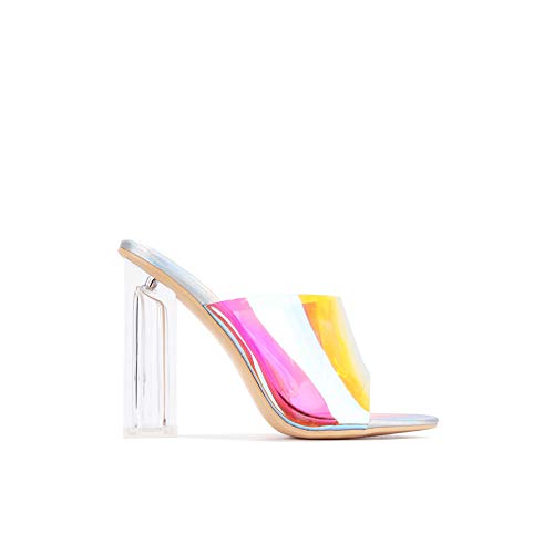 Image of Cape Robbin Fusion Chunky Block High Heels for Women, Transparent Booties for Women