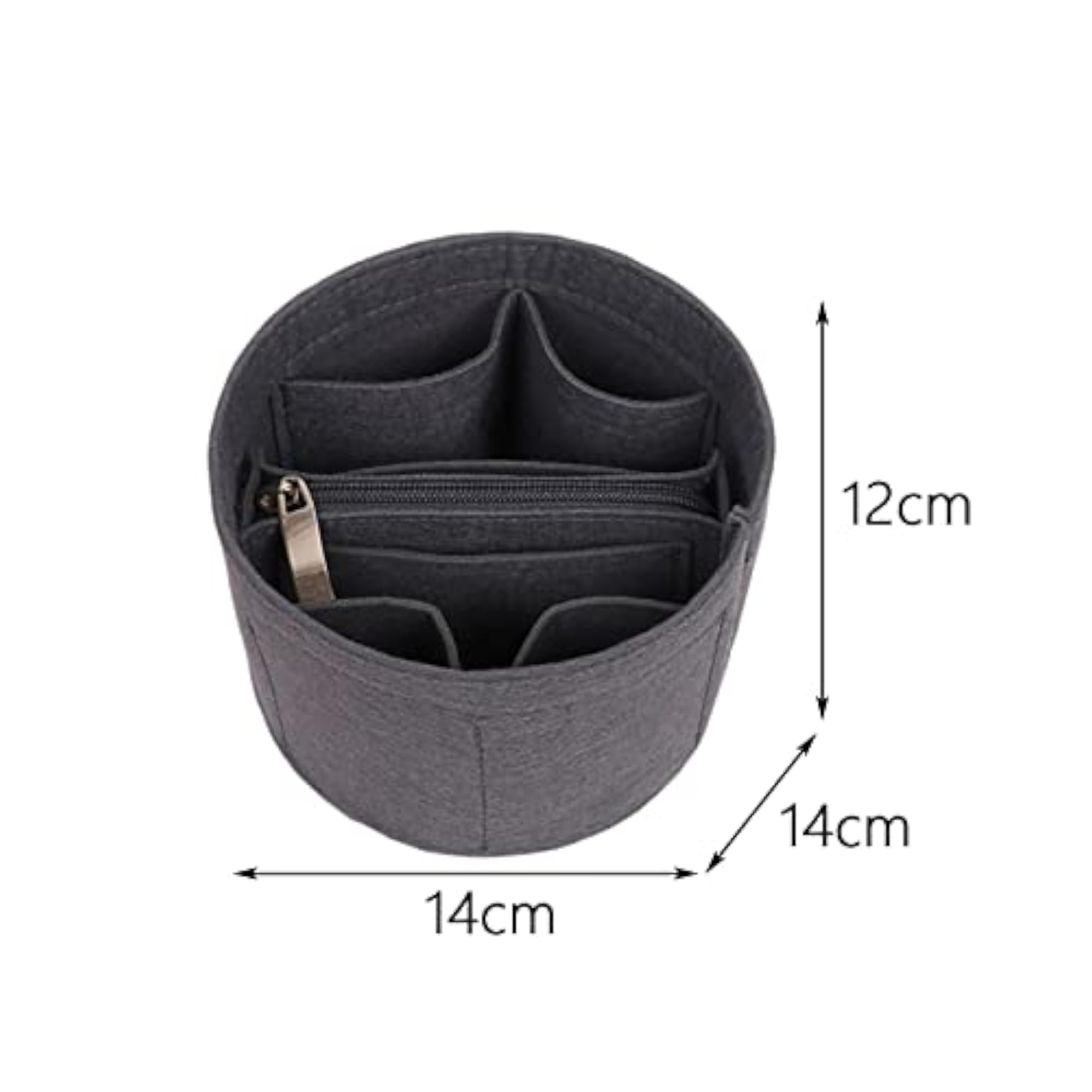 Generic Storage Bag Liner Insert, Bucket Type with Compartments, Gray