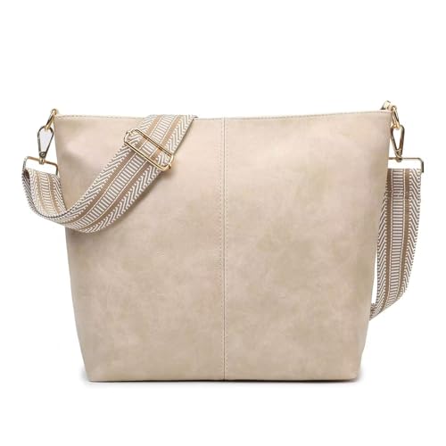 Sac bandoulière femme en cuir PU avec large sangle amovible pour le quotidien