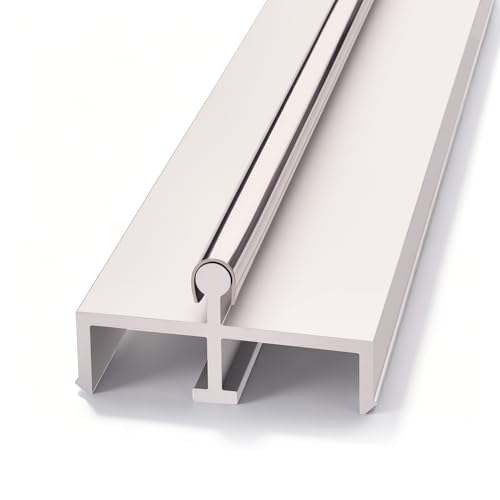 Aluminum Sliding Door Double Panel Track Sliding Door Bottom Track Paito Glass Sliding Door Replacement Track Rail Anodized Aluminium Track with Stainless Steel Cover (1 72 Inch)