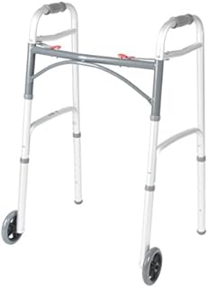 Drive Medical 10210-1 Deluxe 2-Button Folding Walker with Wheels