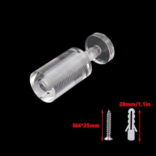 Image of Antrader Clear Standoffs,Glass Wall Mount Hardware Kit,25 x 40mm (8Pcs) | Acrylic Standoff Screws for Advertising Board Hanging Acrylic Picture Frame