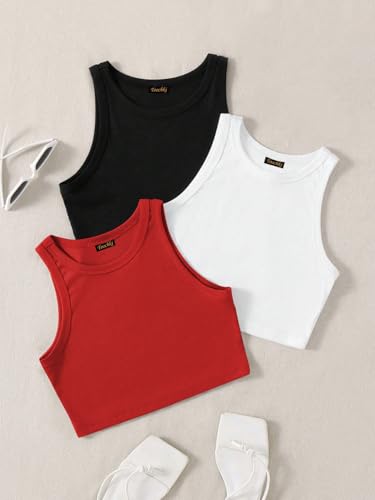 Image of Tops for Women Crop Top for Women's Tank Activewear Tee Sports Western Casual Cotton Camisole Pack of 3 Combo