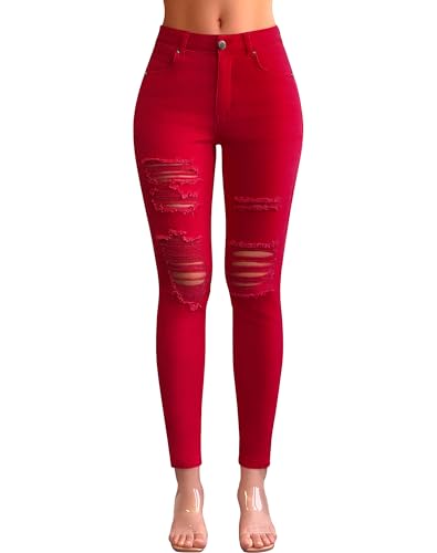 Image of roswear Women's Essentials Ripped Mid Rise Destroyed Skinny Jeans