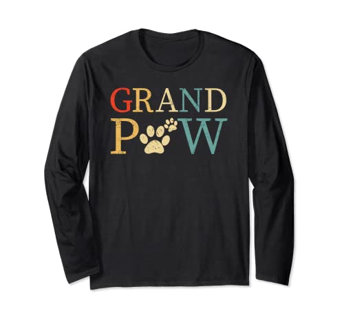 Grandpaw Dog Funny Best Dog lover paw Papaw Grandparents Long Sleeve T-Shirt, Black
