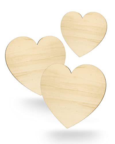 Kleenes Traumhandel Holzherz - Herz aus Holz - Wanddeko Herz - Herzscheiben - Herzform aus Holz für Geburtstag, Hochzeit, Valentinstag - (3er Set 112x100 mm) Cover