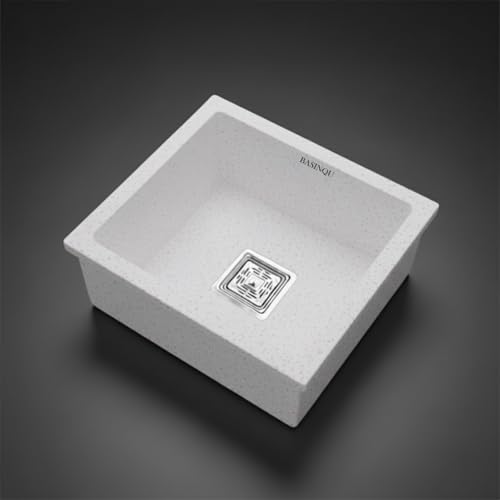Image of BASINQU Quartz Sink for Kitchen | 18x16x9 Inches Rosa Single Bowl Kitchen Sink | Granite UV Protected, Granite Scratch Resistant, Undermount /Topmount