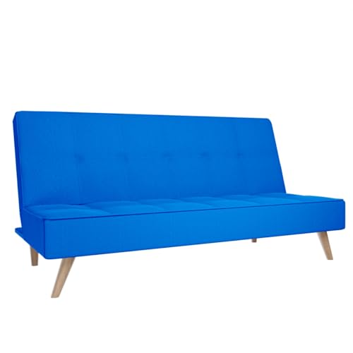 amuéblate online - Sofá Cama Clic Clac Tipo Libro de 3 Plazas Modelo Pocket, Diseño Moderno, Práctico y Funcional, Confort Óptimo, Azul