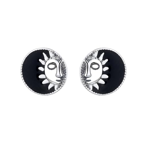 Boucle d'oreille soleil étoile en émail noir fini les bijoux ternes et sans âme