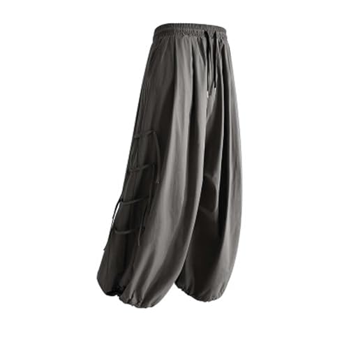 Hakama Samurai Pantalones para Hombre Corte Holgado Pantalones de Pierna Ancha Pantalones Casual Harajuku Samurai Pantalones Kendo Uniformes Ligeros Pantalones de Verano con Cordón Pantalones de Yoga