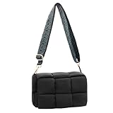 NAARIIAN Shoulder bags for women, Light-weight small puffer purses waterproof, hand-woven puffy bag crossbody handbag (Black)