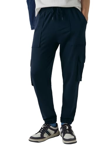 Image of Bewakoof Air 1.0 Men's Solid Oversized Fit Poly Cotton Cargo Joggers