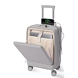シシベラ スーツケース 前開き suitcase ッパー キャリーケース 機内持ち込み ストッパー 付き 360度回転 ブレーキ機能 静音 USBポート TSAローク ABS+PC 耐衝撃 海外旅行 ビジネス 出張 修学 泊まる Mサイズ グレー