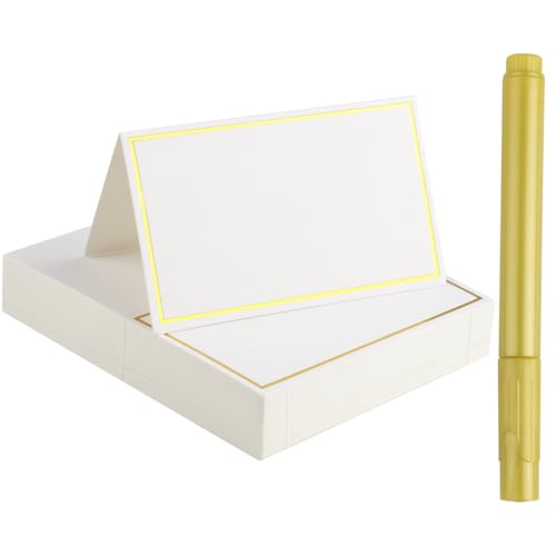 100 Pièces Marque Place, Porte Nom Table Vierges avec 1 Stylo Marqueur, Marque Place Anniversaire pour Mariage, Communion, Anniversaire, Festival, Fête, Baptême