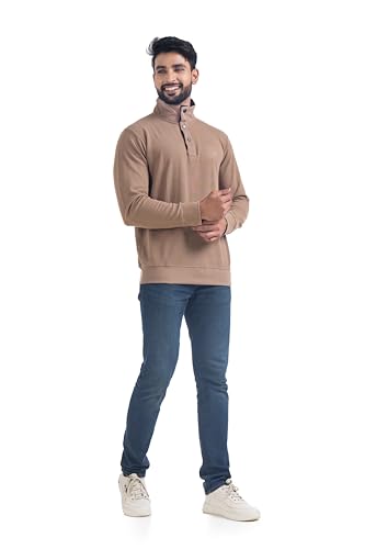 Image of Men's Sweat Shirts with Zippered, Full Sleeves Solid /Relaxed & Regular Fit Pure Cotton Sweater /Comfortable and Casual Winter Wear for College, Office