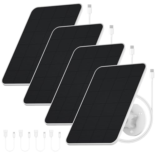 Image of Solar Panel for eufy Camera,Security Camera, 4W Solar Panels for eufyCam E, 2/2Pro, 2C/2C Pro, soloCam E20/E40, IP65 Waterproof USB-C Solar Panel Charger for eufy with Micro USB & Rubber Plug (4 Pack)