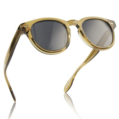 Retro Men's Sunglasses Womens Polarized, Round Acetate Classic Medium Face Driving UV400 Sun Glasses