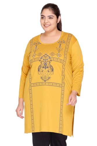 Image of In Love Women's Plus Size Printed Long Tops, Round Neck 3 /4 Sleeve Relaxed Fit Longline T-Shirt Tunic
