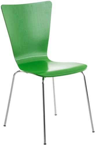 CLP Chaise empilable Aaron I Chaise de conférence Ergonomique avec Assise en Bois I Chaise Visiteur Peu encombrante avec Protections de Sol, Couleur:Vert
