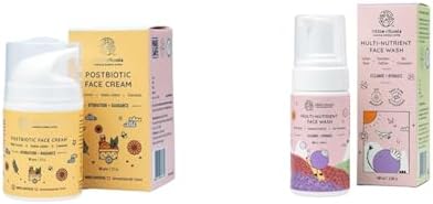 Little Rituals Baby Post-Biotic Face Cream Moisturiser with Jojoba, Calendula - 50 g and Multi-Nutrient Foaming Face Wash for Babies & Kids with Indian Rose & Kashmiri Saffron - 100 ml