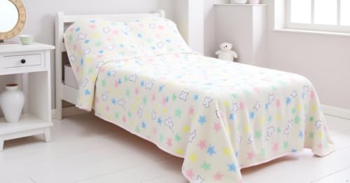 Image of Glow-in-The-Dark Kids Blanket a€ inch Polar Fleece Soft Lightweight Single Bed Blanket with Unicorn Jacquard Print, Multicolor (Star White)