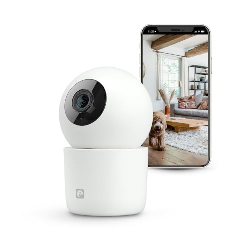 Garza Smart - IA Cámara de Vigilancia 360º Interior IP WiFi 2.4GHz, 1440P 2.5K (Quad HD), Visión Nocturna, Detector IA (Personas, Animales, Ruido...), Control Remoto por App (Blanco)