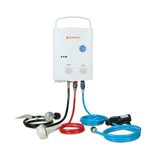 CAMPLUX 5L 1.32 GPM Outdoor Portable Propane Gas Tankless Water Heater With 1.2 GPM Water Pump