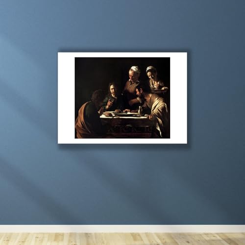 Caravaggio Souper à Emmaüs impression d'art mate pour décoration salon chic