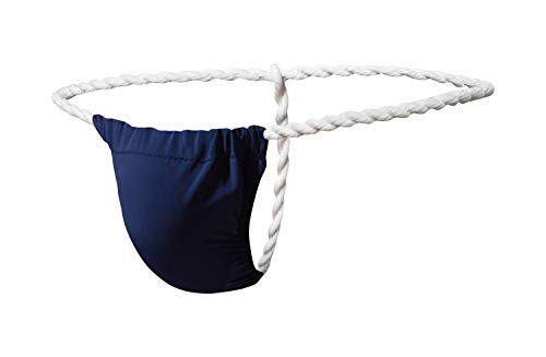 Newsywell Hombre Seda de Hielo Tanga Sumo G-String Talle Bajo Hilo Bikini Elástico Convexo Transpirable Slip Divertidos Ropa Interior Azul Marino XX-Large