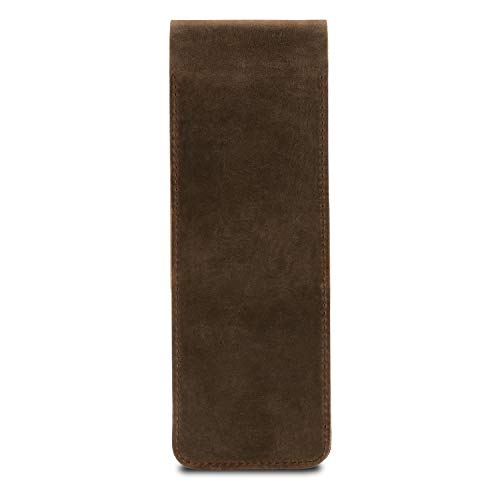 Londo Piórnik Skórzany Z Klapką OTTO288 - Etui Na Długopisy I Ołówki - Elegancki Design - Skóra Naturalna - Czarny