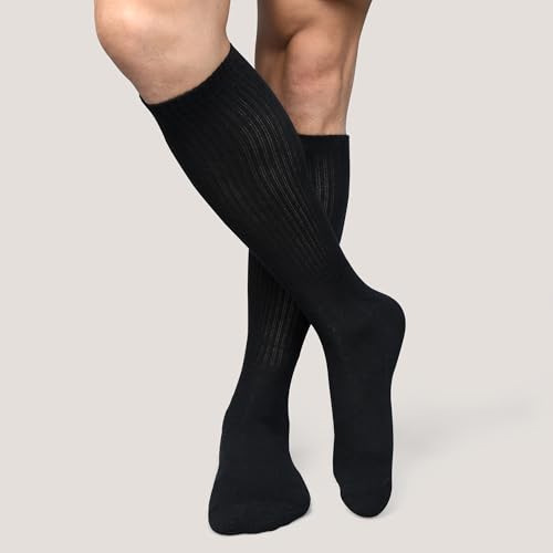 Crew Socks for Men – Durable Cotton Blend, Reinforced Heel & Toe, Breathable, Sweat-Wicking, Snug Fit for Daily Wear - 3 Pair4