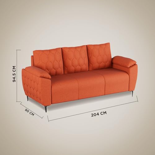 Image of Centuary Sleepables Modena Premium Sofa|Classy Quilted Suede Fabric Upholstery|Fiber-Filled Back Cushion|Wide Plush Fibrefilled Armrests|Ergonomic Lumbar Support |Walnut Brown|3 Years Warranty