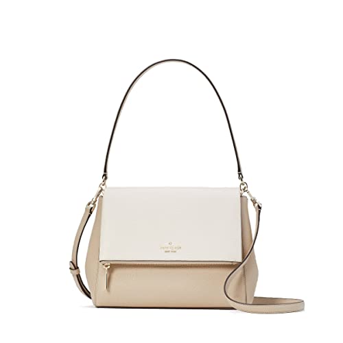 Image of Kate Spade Leila Colorblock Pebbled Leather Flap Shoulder Bag Light Sand, Light Sand